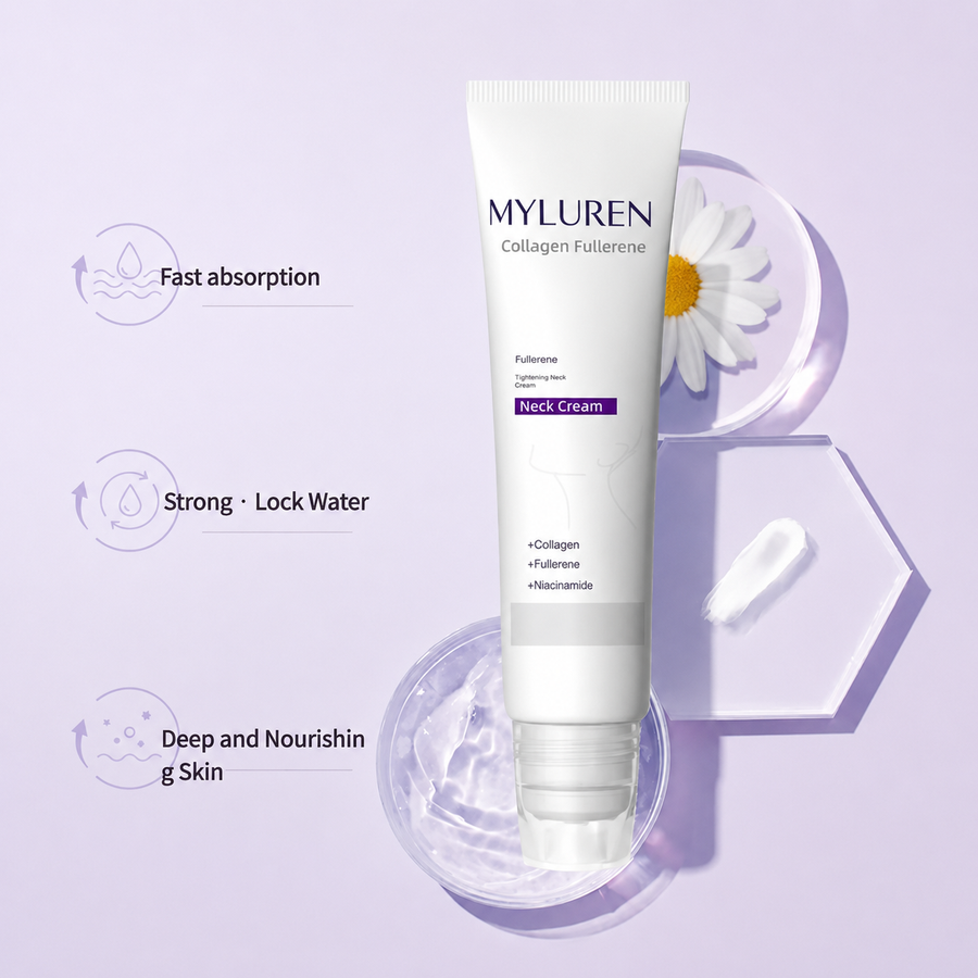 MYLUREN™ Roller Massage Neck Cream 🧴 Collagen & Hyaluronic Acid | Firms Neck, Reduces Wrinkles & Double Chin